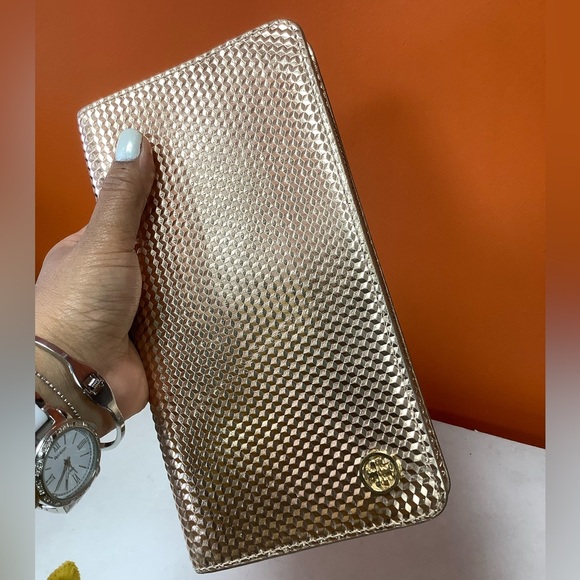 Tory Burch Metallic Large Leather Wallet